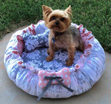 Reversible Drawstring-Style Dog Bed with Memory Foam Cushion and Decorative Pillows, Small Dog Bed, Adjustable Dog Bed, Pet Bed, Cat Bed