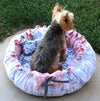 Reversible Drawstring-Style Dog Bed with Memory Foam Cushion and Decorative Pillows, Small Dog Bed, Adjustable Dog Bed, Pet Bed, Cat Bed