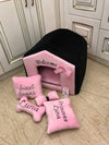 Black and baby pink designer dog house Princess dog bed in pink and black Princess dog bed Personalized puppy bed Cat house Designer dog bed