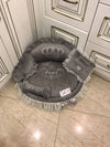 Gray princess bed with crown sparkles Puppy bed for princess dog Designer pet pet Cat bed Medium or small dog bed in grey Personalized bed