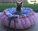 Reversible Drawstring-Style Dog Bed with Memory Foam Cushion and Decorative Pillows, Small Dog Bed, Adjustable Dog Bed, Pet Bed, Cat Bed