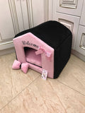 Black and baby pink designer dog house Princess dog bed in pink and black Princess dog bed Personalized puppy bed Cat house Designer dog bed