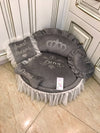 Gray princess bed with crown sparkles Puppy bed for princess dog Designer pet pet Cat bed Medium or small dog bed in grey Personalized bed