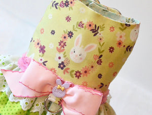 Easter Floral Bunny harness dress for a dog