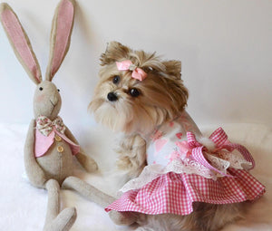 Some Bunny Loves Me pink Easter dress for a dog