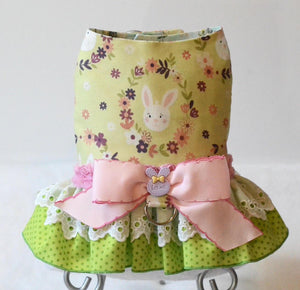 Easter Floral Bunny harness dress for a dog