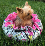 Drawstring-Style Dog Bed with Memory Foam Cushion and Decorative Pillows, Round Dog Bed, Pet Bed, Cat Bed, Small Dog Bed