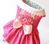 Pink Polka dot floral dress for a dog