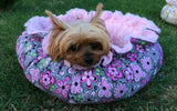 Drawstring-Style Dog Bed with Memory Foam Cushion and Decorative Pillow,  Pet Bed, Teacup Bed, Small Dog Bed, Dog Bed