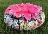 Drawstring-Style Dog Bed with Memory Foam Cushion and Decorative Pillows, Round Dog Bed, Pet Bed, Cat Bed, Small Dog Bed