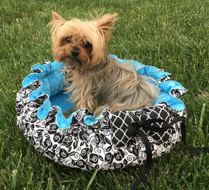 Drawstring-Style Dog Bed with Memory Foam Cushion and Decorative Pillows, Round Dog Bed, Pet Bed, Small Dog Bed, Cat Bed