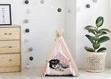 Pet tent , pet bed, pink , teepee , gray , tipi , tent , teepee , for pet , handmade tipi , for dog , handmade , rabbit , pet teepee