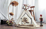 Dog bed, pet tent, dog tent  white , teepee , ethnic style, tipi , tent , cream teepee , for pet , handmade tipi , for dog , handmade , rabbit , pet teepee