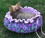 Drawstring-Style Dog Bed with Memory Foam Cushion and Decorative Pillow,  Pet Bed, Teacup Bed, Small Dog Bed, Dog Bed