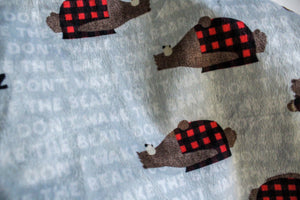 Don't Wake the Bear Blanket  buffalo plaid, rustic bears