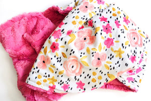 Hot Pink Floral Blanket pink black and gold florals