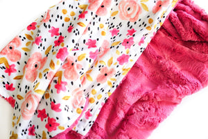 Hot Pink Floral Blanket pink black and gold florals