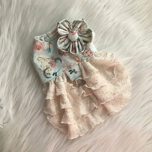 Dog dress with ruffled skirt, dog clothes, dog wedding dress