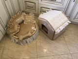 Beige set of dog house and bed Luxury pet bed Designer dog furniture Puppy bed Personalized bed Puppy bed Customized dog bed Princess bed