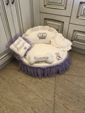 Ivory and baby lavender set of dog house and luxury pet bed Princess dog bed Designer custom made bed Puppy house Personalized dog bed