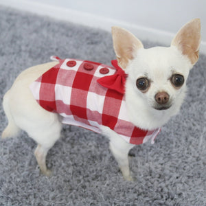 Pretty Little Paws - Handmade Red Gingham Dog Clothing Waistcoat