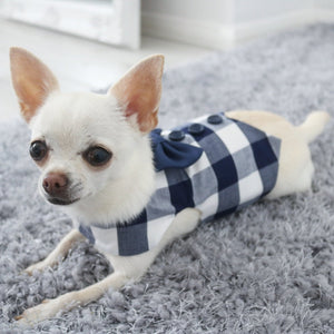 Pretty Little Paws - Handmade Navy Blue Gingham Dog Clothing Waistcoat