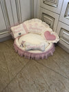 Ivory and baby pink designer dog bed Puppy bed for princess dog Designer pet bed Cat bed Medium or small dog bed in ivory Personalized bed