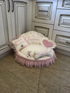 Ivory and baby pink designer dog bed Puppy bed for princess dog Designer pet bed Cat bed Medium or small dog bed in ivory Personalized bed