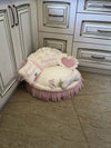 Ivory and baby pink designer dog bed Puppy bed for princess dog Designer pet bed Cat bed Medium or small dog bed in ivory Personalized bed