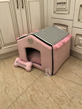 Baby pink and black striped dog house with sparkles crown Designer pet house in pink Princess dog bed Cat bed Puppy house Designer bed