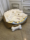 Cream and golden princess dog bed Designer dog bed Personalized dog house Small dog bed Medium dog bed Cat bed Custom made luxury dog bed