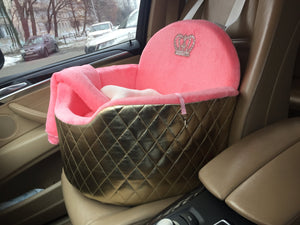 gold and pink сar seat car seat for dogs car seat for cats  car seat car seat for small breed dog, dog bed