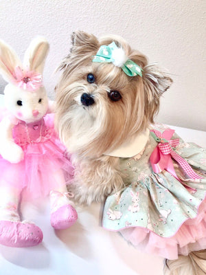 Easter Some Bunny Loves Me Green dog Dress