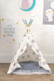 Pet teepee dog bed, with plush and cotton pillow, tent, tipi, teepee, dog tipi, cat teepee, cat tipi, tepee wigwam.