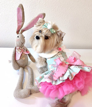 Bunny Baby Blue Easter dress for a dog