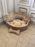 Beige and cream designer dog bed Prince dog bed Princess go bed Personalized dog bed Designer pet bed Cat bed Ivory puppy bed Birthday dog