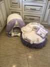 Ivory and baby lavender set of dog house and luxury pet bed Princess dog bed Designer custom made bed Puppy house Personalized dog bed