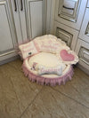 Ivory and baby pink designer dog bed Puppy bed for princess dog Designer pet bed Cat bed Medium or small dog bed in ivory Personalized bed