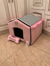 Baby pink and black striped dog house with sparkles crown Designer pet house in pink Princess dog bed Cat bed Puppy house Designer bed