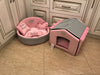 Baby pink and black striped dog house with sparkles crown Designer pet house in pink Princess dog bed Cat bed Puppy house Designer bed