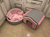 Baby pink and black striped dog house with sparkles crown Designer pet house in pink Princess dog bed Cat bed Puppy house Designer bed