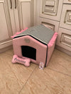 Baby pink and black striped dog house with sparkles crown Designer pet house in pink Princess dog bed Cat bed Puppy house Designer bed