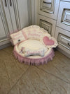 Ivory and baby pink designer dog bed Puppy bed for princess dog Designer pet bed Cat bed Medium or small dog bed in ivory Personalized bed