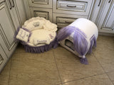 Ivory and baby lavender set of dog house and luxury pet bed Princess dog bed Designer custom made bed Puppy house Personalized dog bed