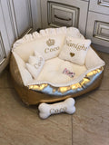 Cream and golden princess dog bed Designer dog bed Personalized dog house Small dog bed Medium dog bed Cat bed Custom made luxury dog bed