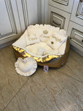 Cream and golden princess dog bed Designer dog bed Personalized dog house Small dog bed Medium dog bed Cat bed Custom made luxury dog bed